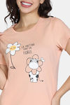 Zivame Farm Lore Knit Cotton Pyajama Set - Almost Apricot — thumbnail 5